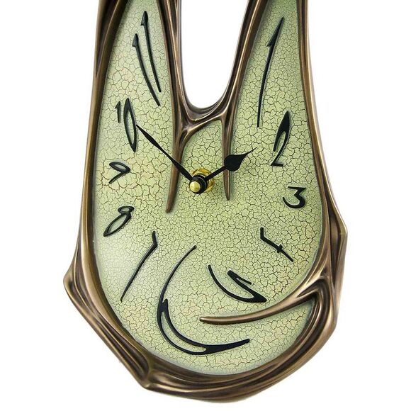 Cool Bronze Finish Melted Desk Clock Table Mantel Dali - Picture 4 of 4